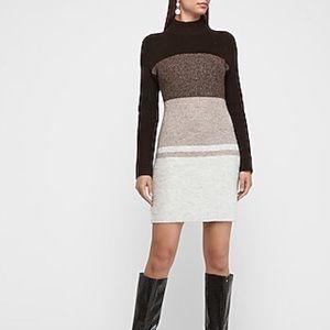 Striped Mock Neck Sweater Dress